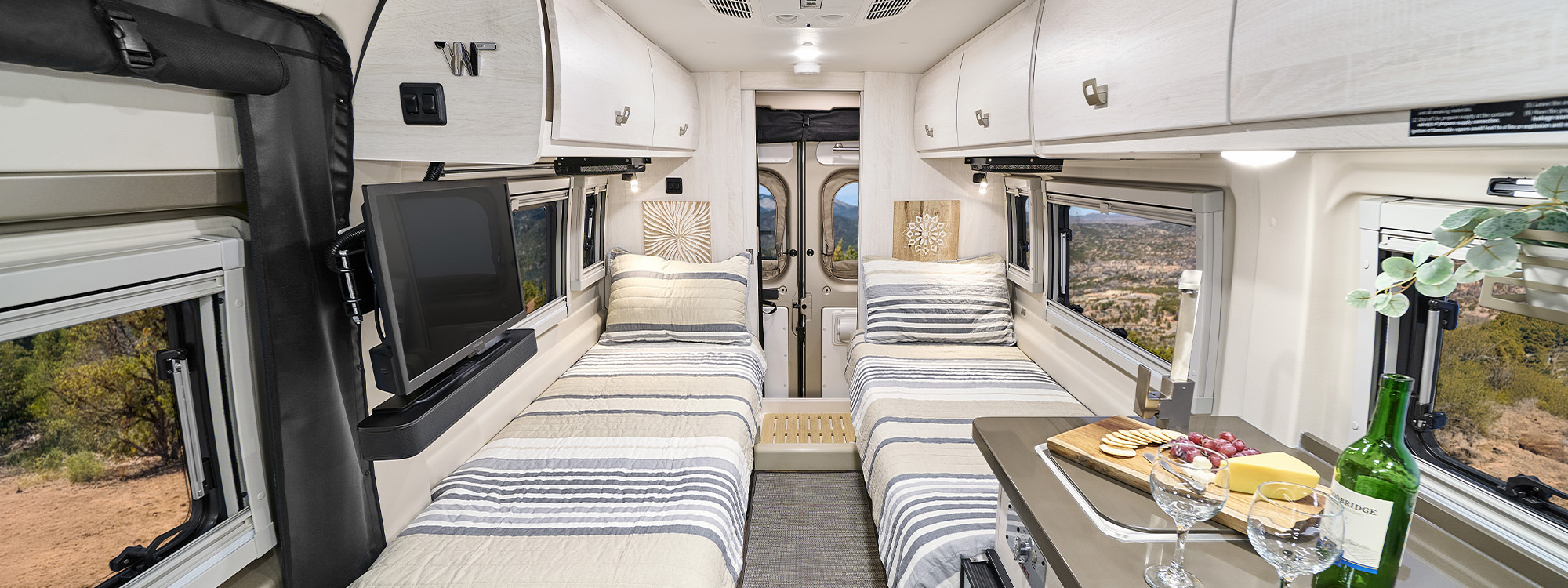Winnebago Travato 59K interior with twin bed layout