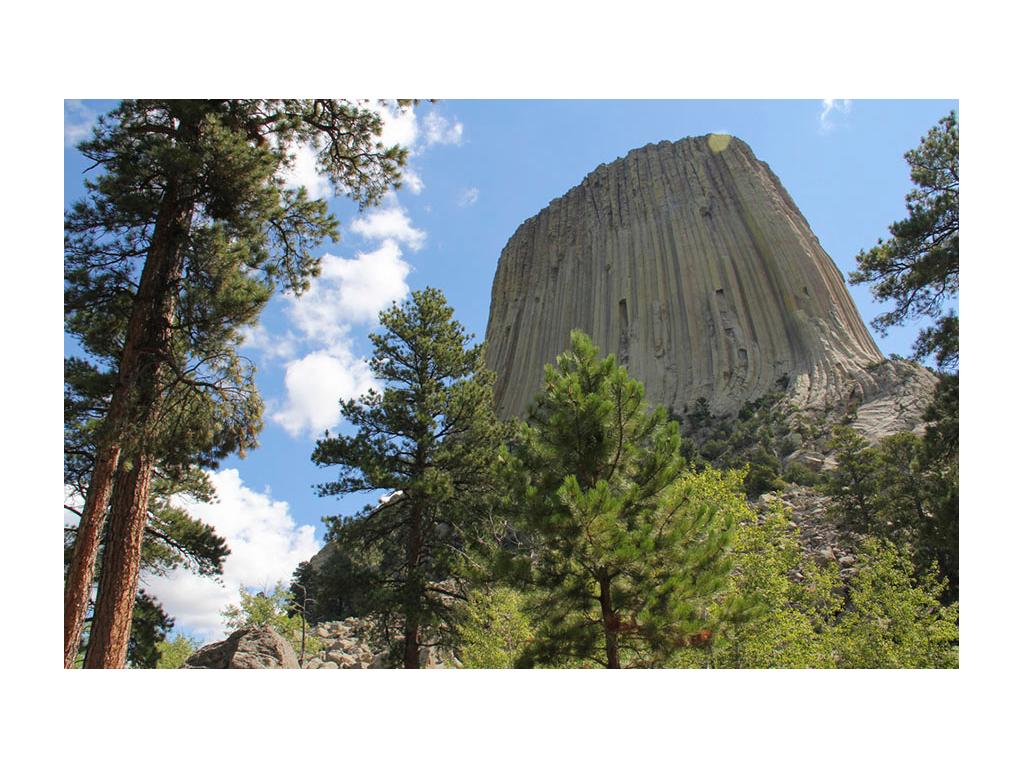 View of Devils Tower from ground