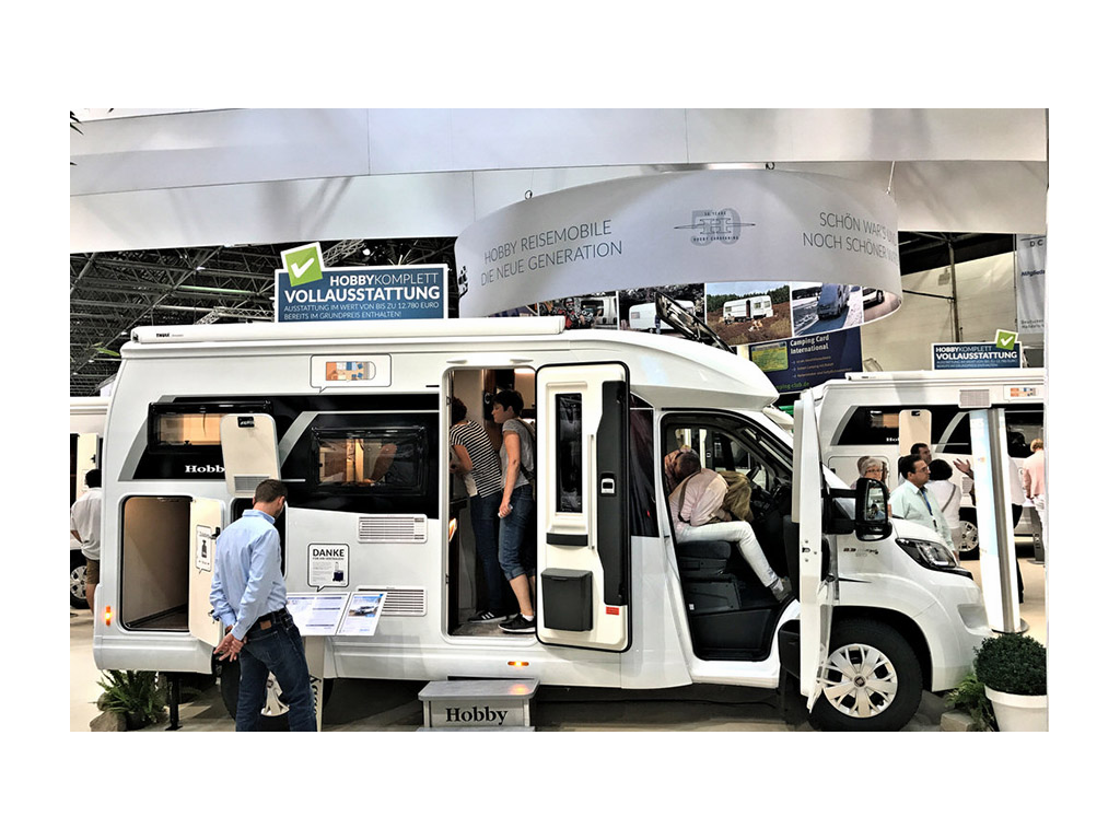 Spectators checking out the European C Minus at the Caravan Salon in 2017