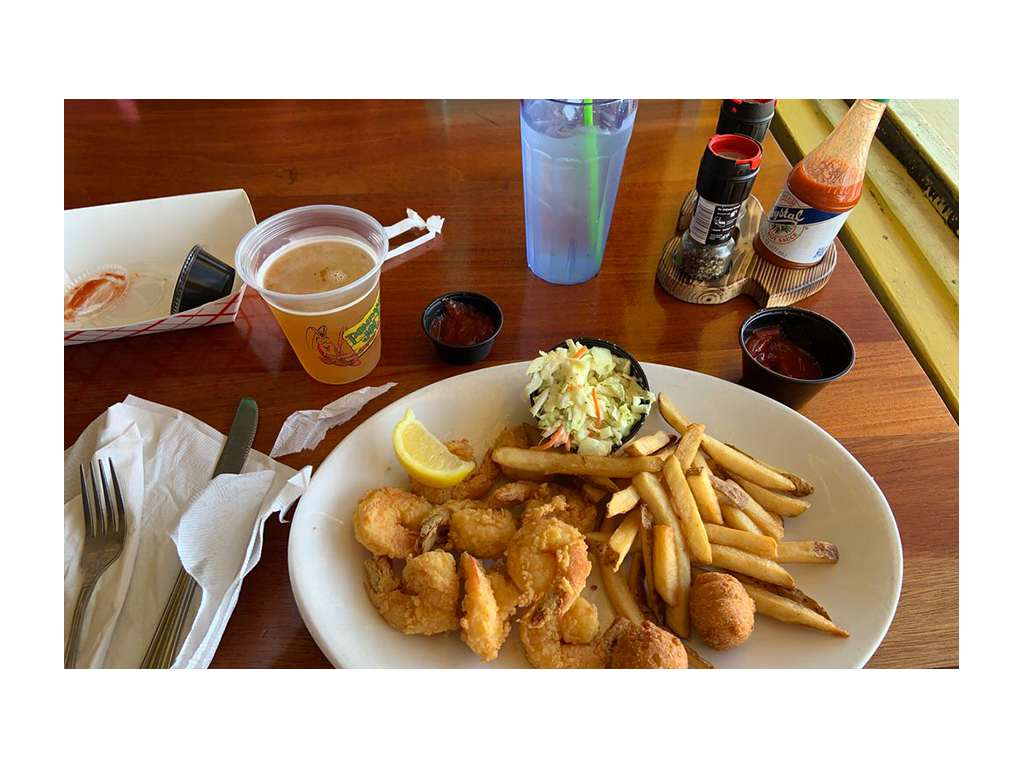 Shrimp and french fries for lunch in Florida