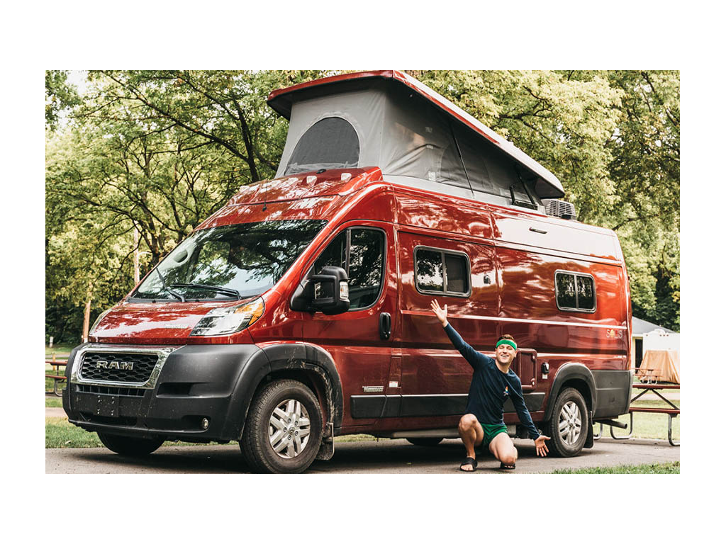 Mikah outside of Solis with pop-top up