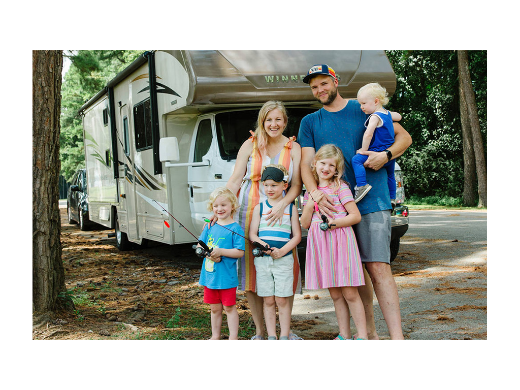 Wages family standing outside Minnie Winnie