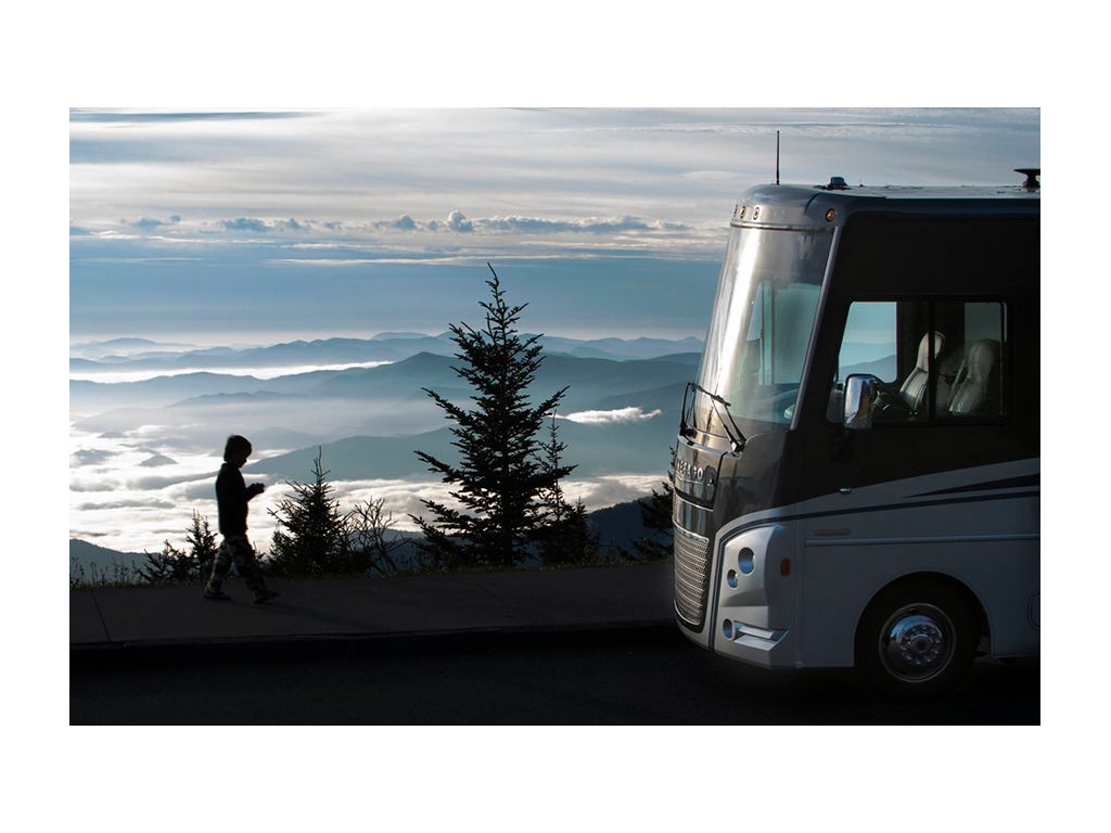 Dakota walking towards Adventurer in Great Smoky Mountains