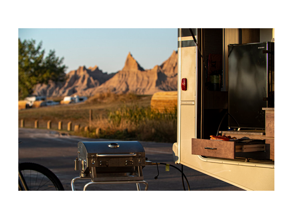 Grill connected to exterior of Adventurer