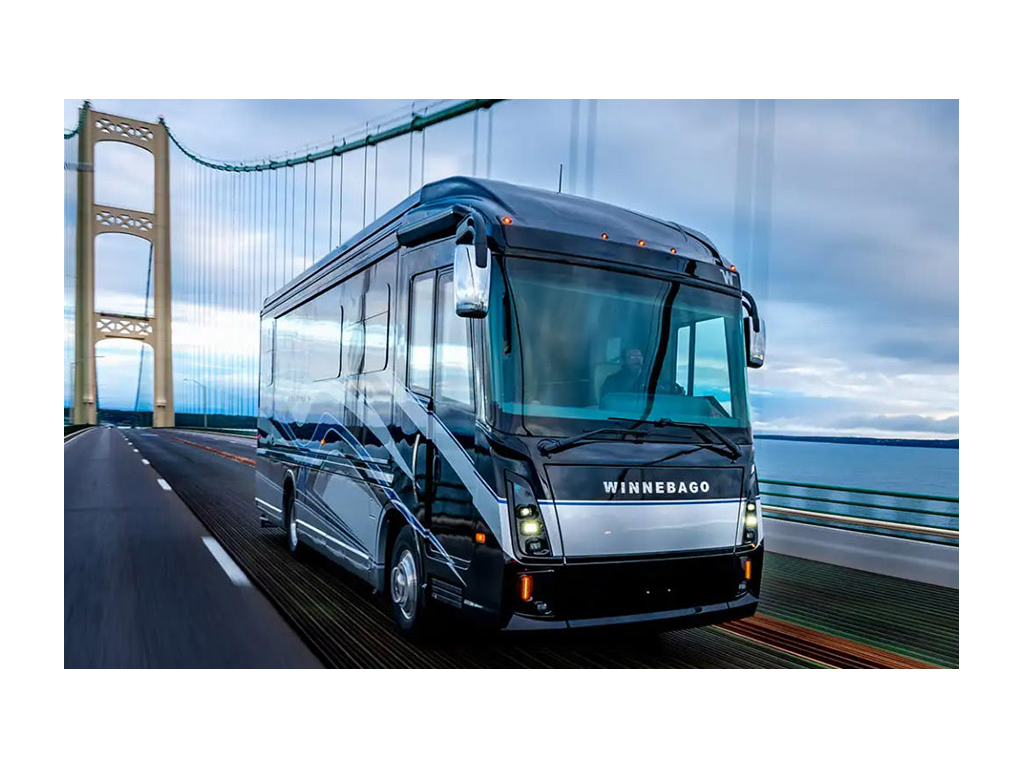 Winnebago Journey driving on bridge