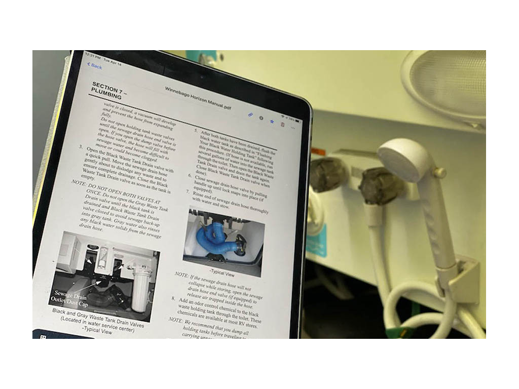 Winnebago Horizon Manual on iPad