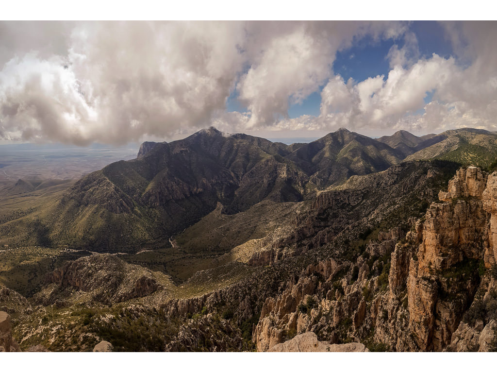 Guadalupe mountains with clouds above