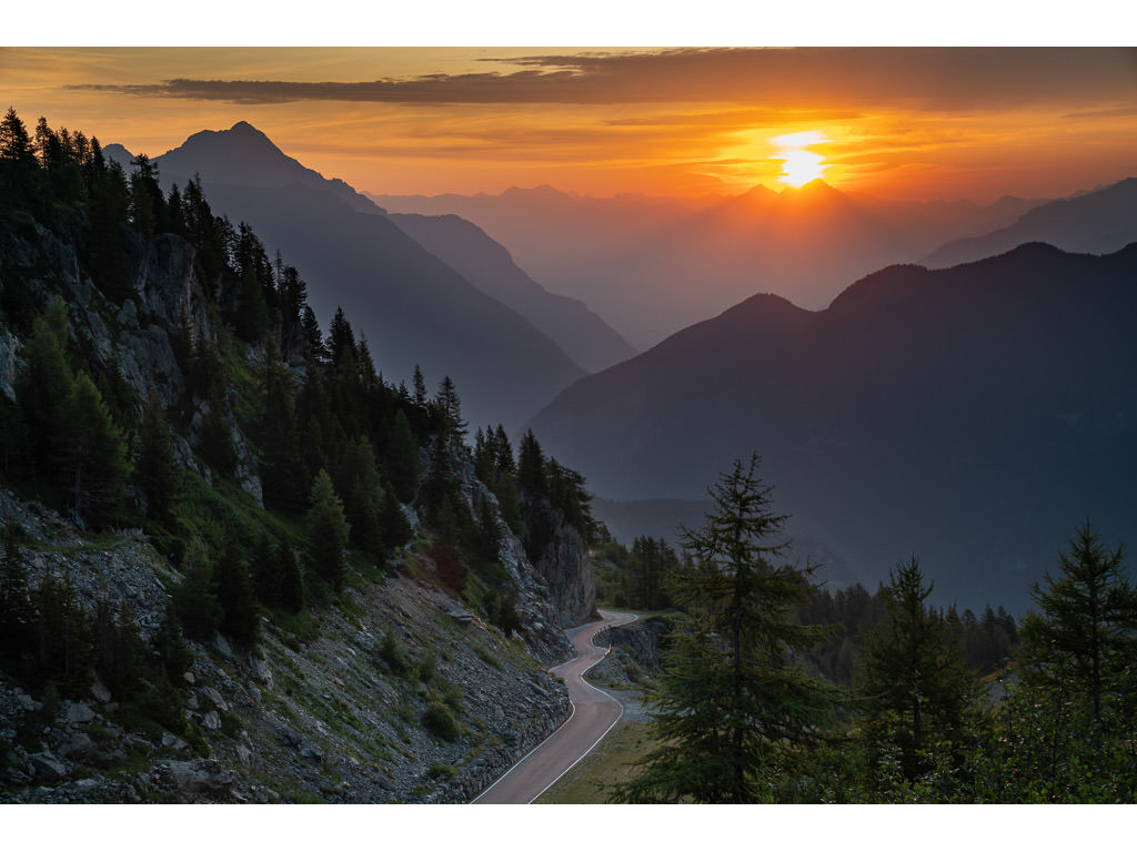 Sun setting over the mountains
