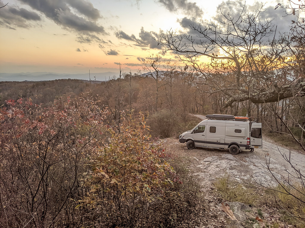 Winnebago Revel in remote Blue Ridge camping location