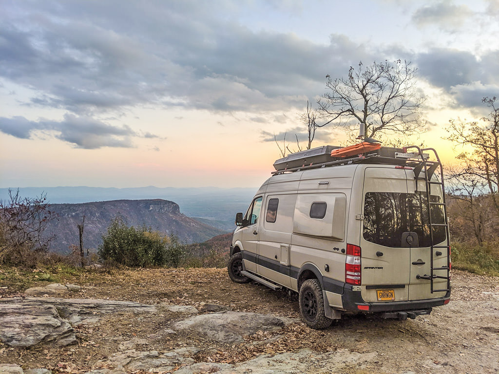 Winnebago Revel overlooking Blue Ridge Parkway in North Carolina