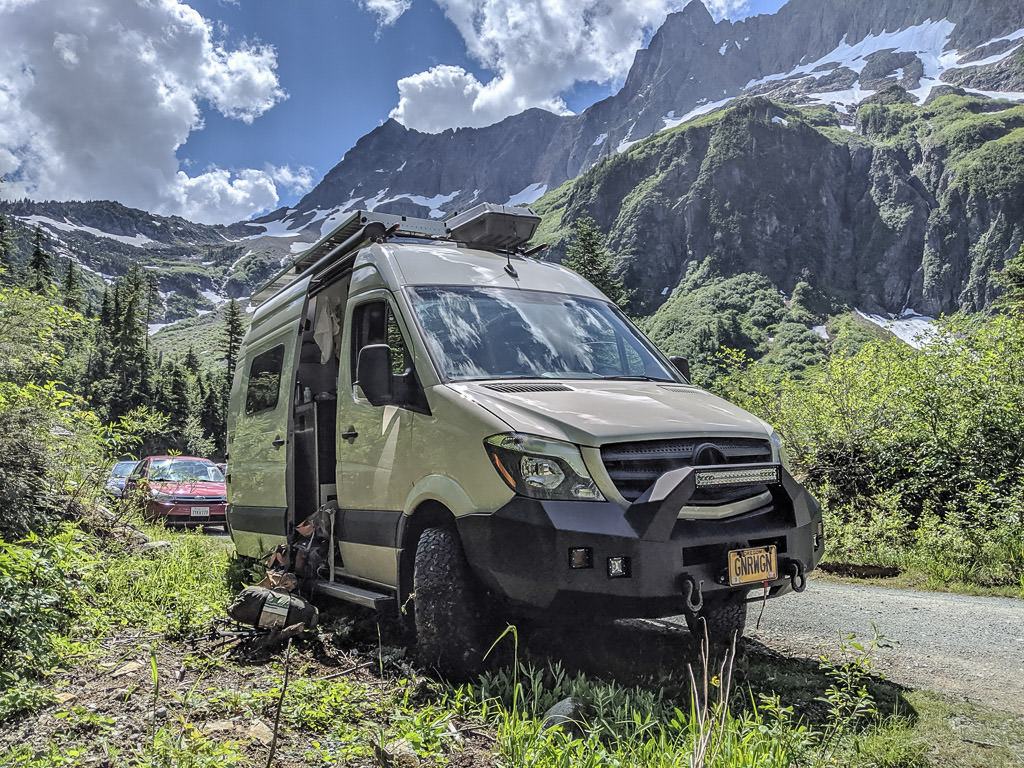 Winnebago Revel with the North Cascade mountains behind