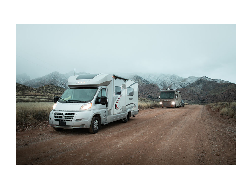 Trend and Vista parked on AZ Cochise road