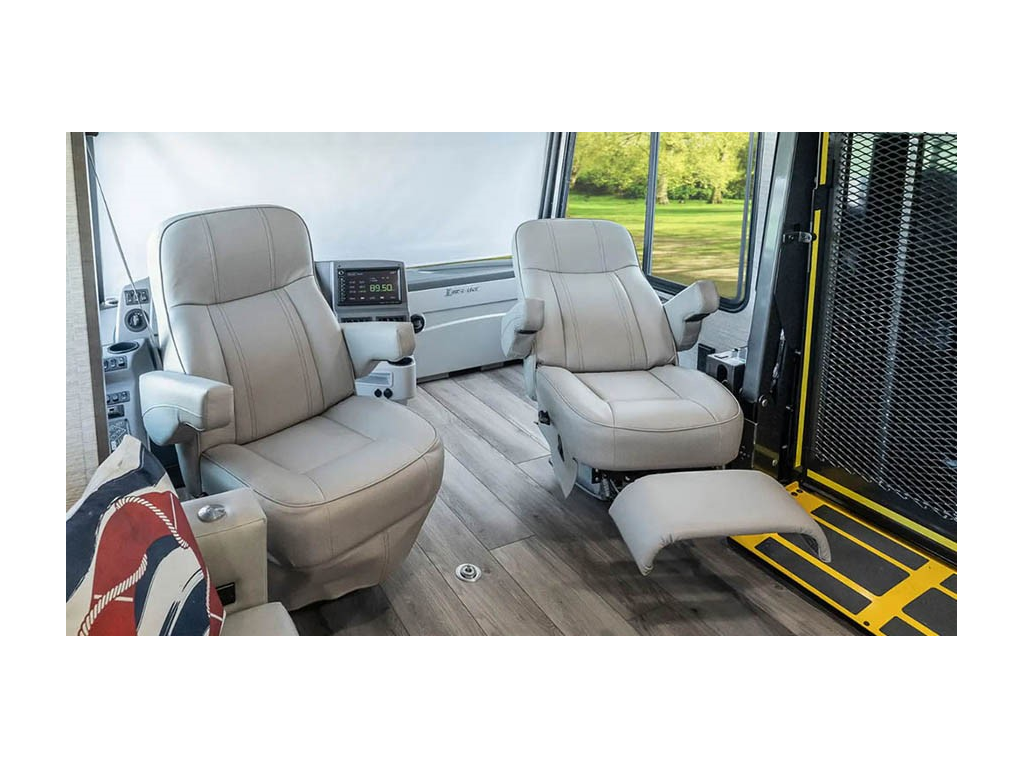 Captain and passenger seat swiveled to face cabin in Winnebago Inspire