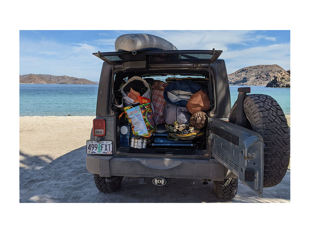 Jeep packed full of gear