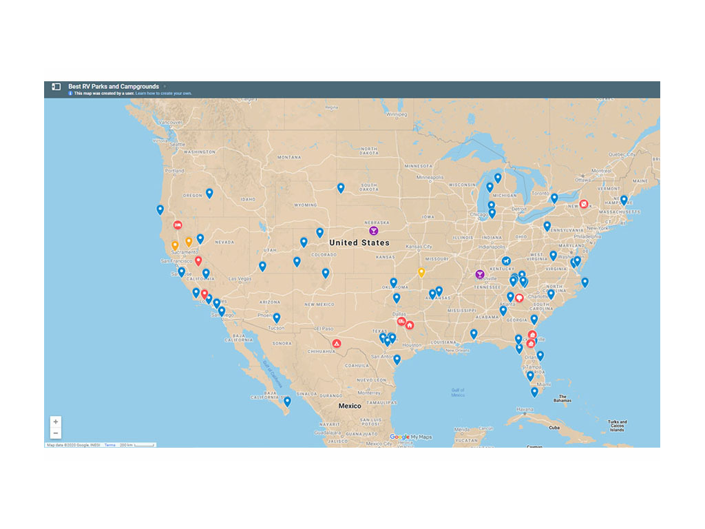Map of campground suggestions