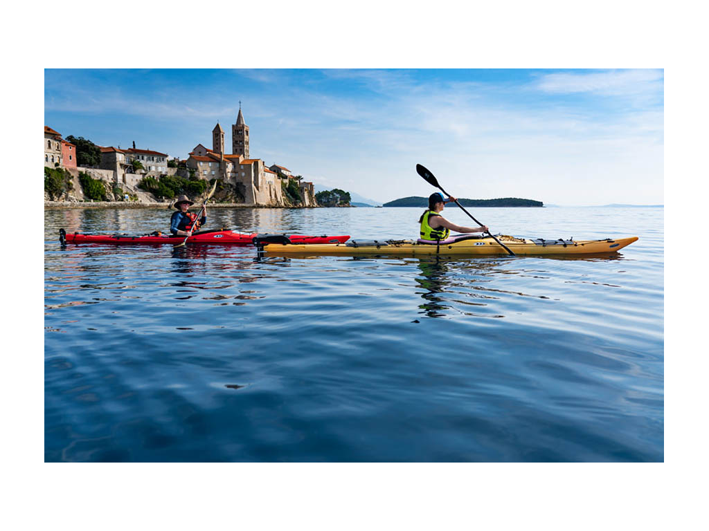 Kathy and Abby kayaking in Croatia