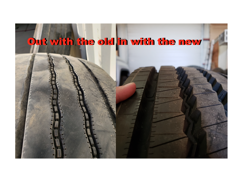 Comparing old tire to new tire