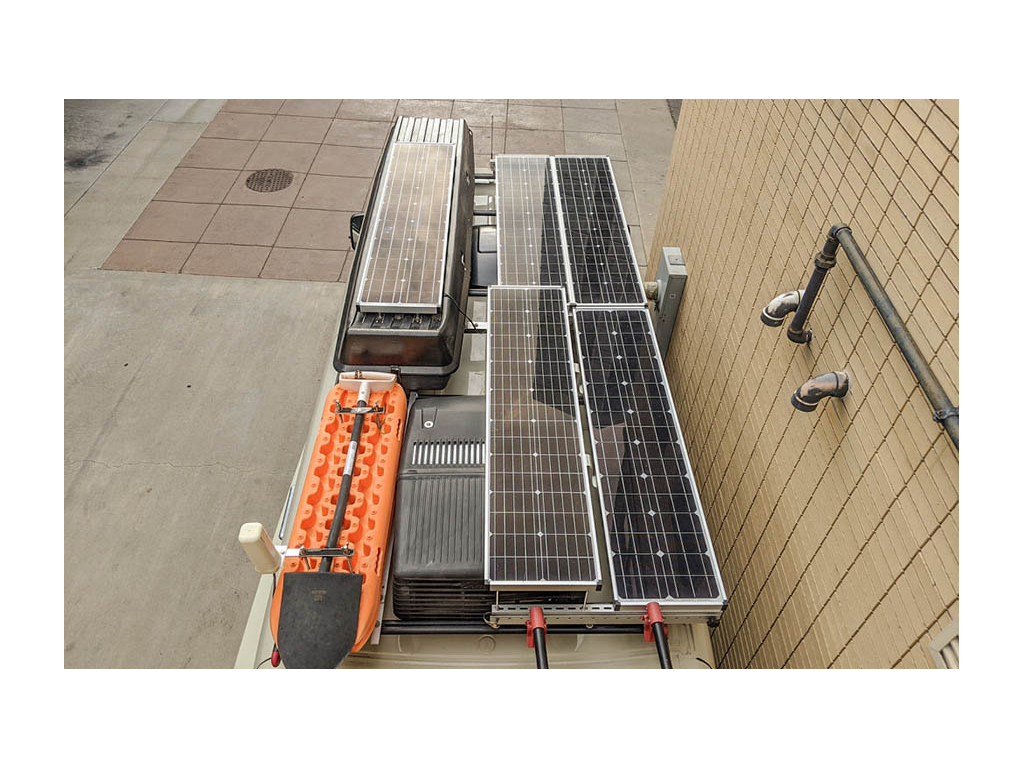 View of top of Winnebago Revel showing modifications