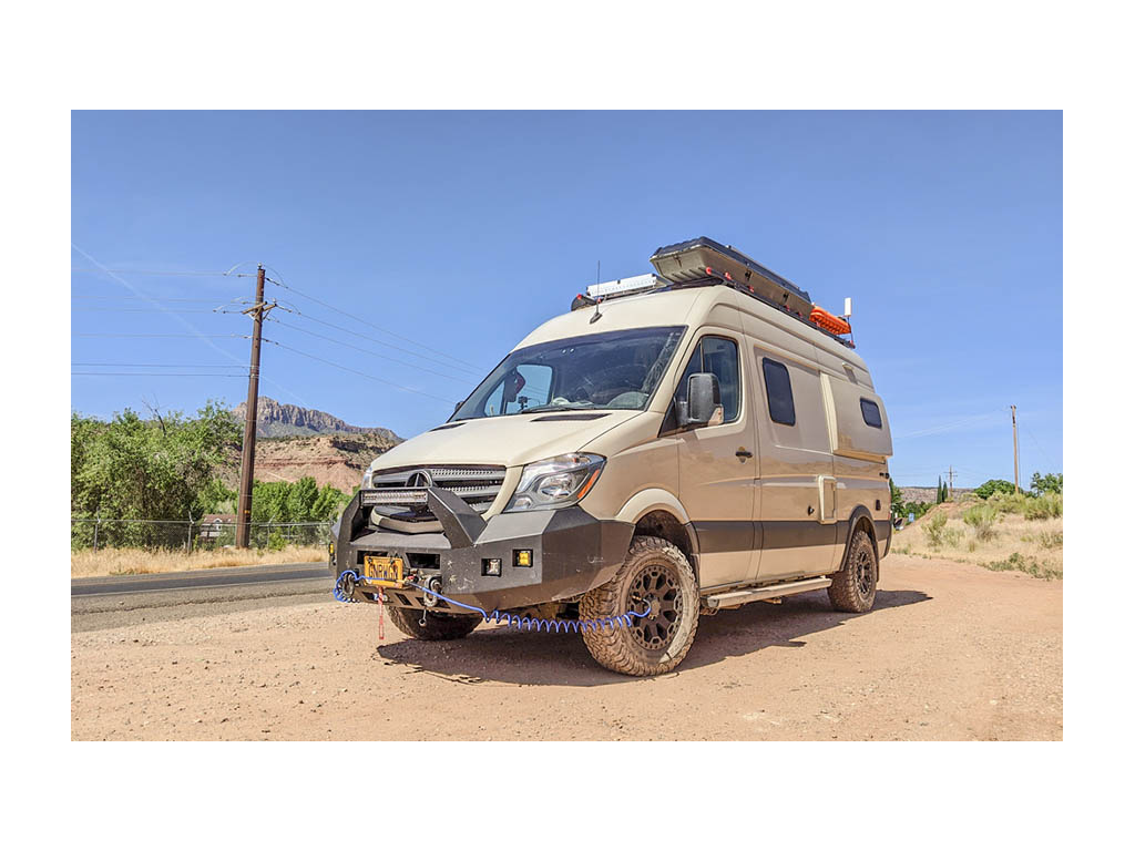 Revel stopped on a backroad