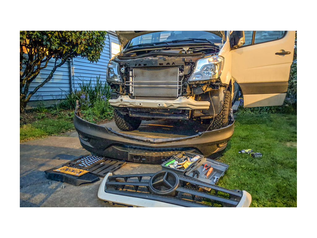 Gnar Wagon with bumper torn off for installation