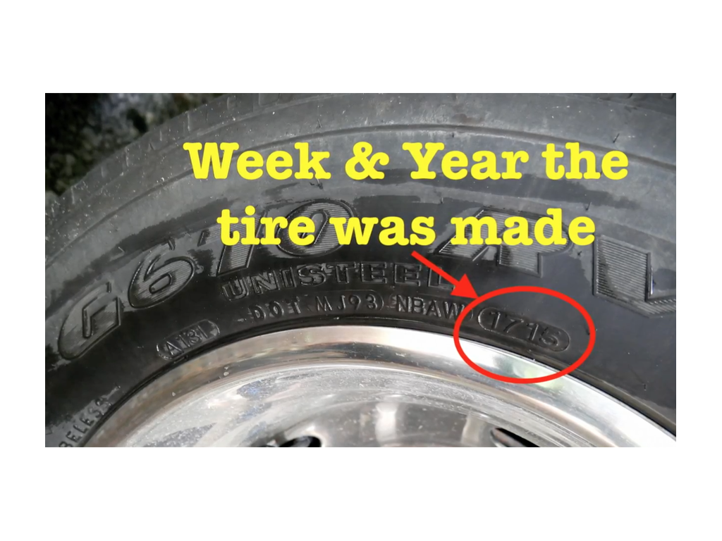 Tire date circled on tire