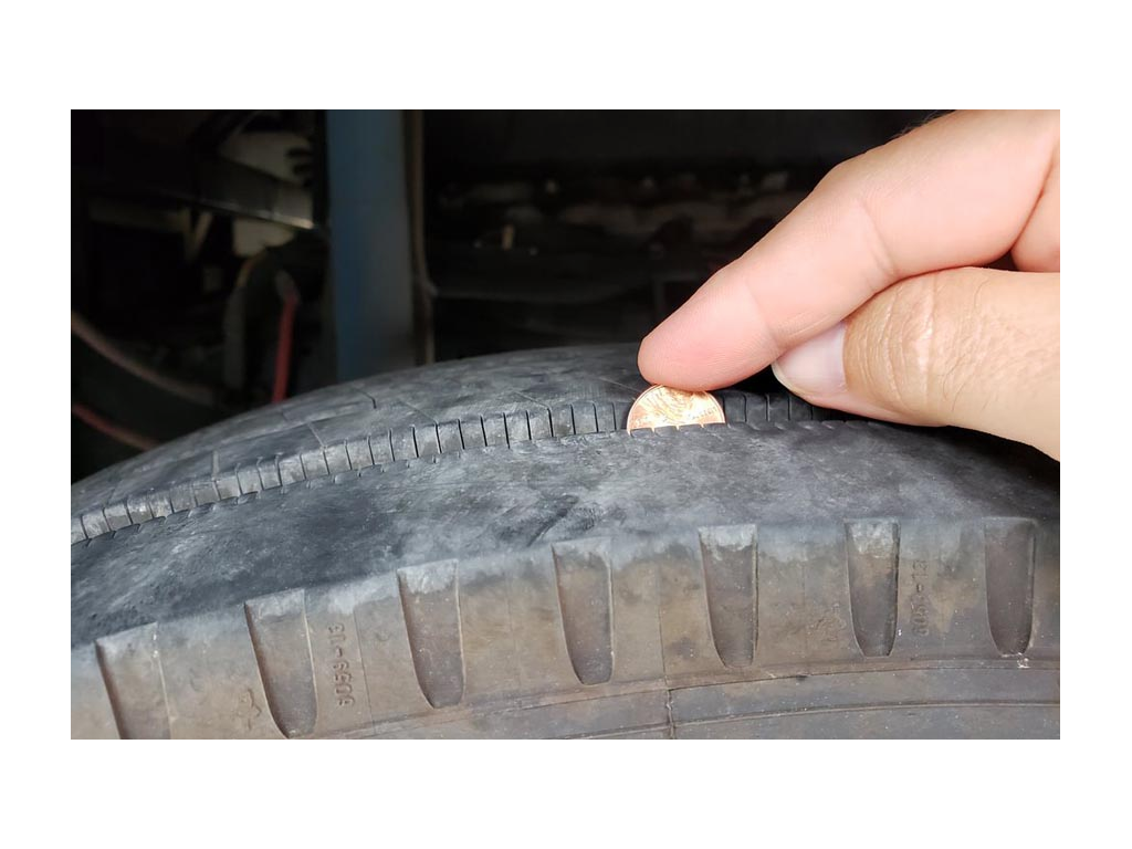 Doing penny test on RV tire