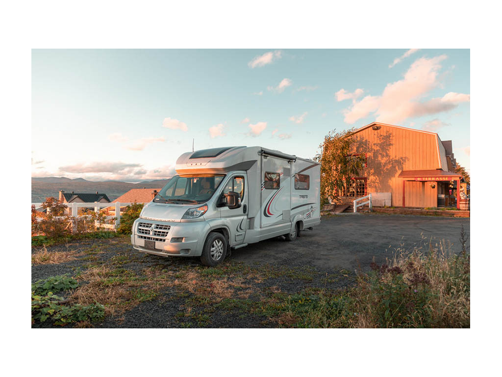 Trend parked at apple orchard