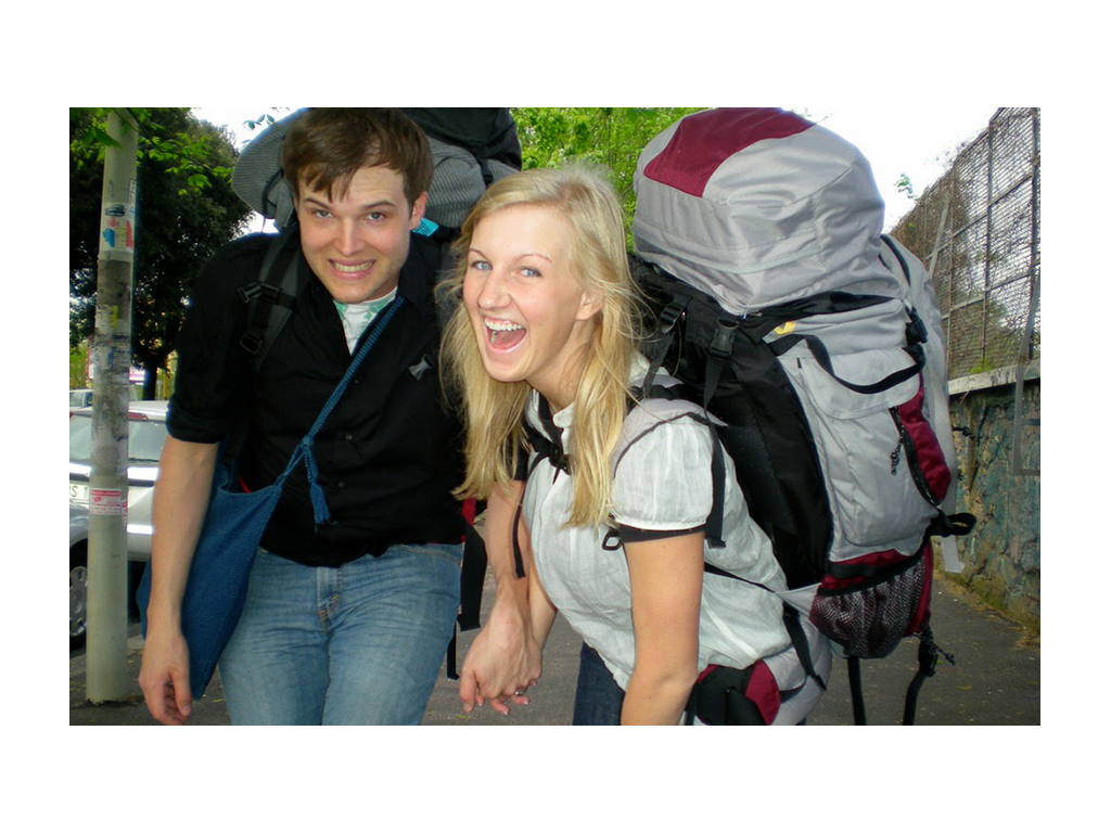 Tera and Wes backpacking in their twenties
