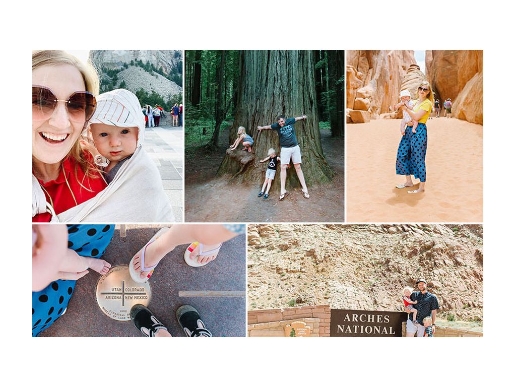 Photo collage of Wages family road trips