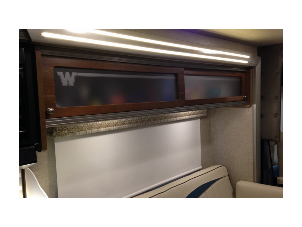 Cabinet above couch.