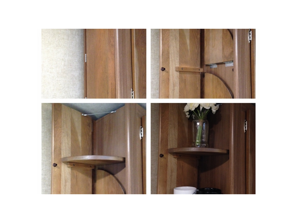 Hidden corner shelving.