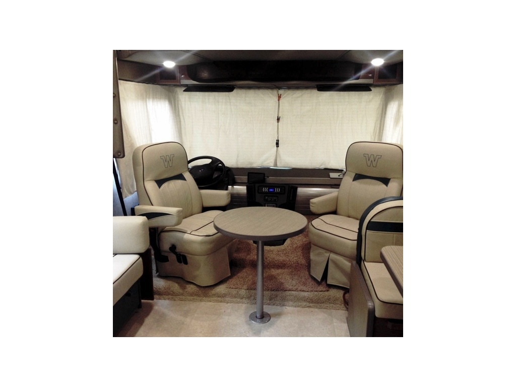 Table between the front chairs.