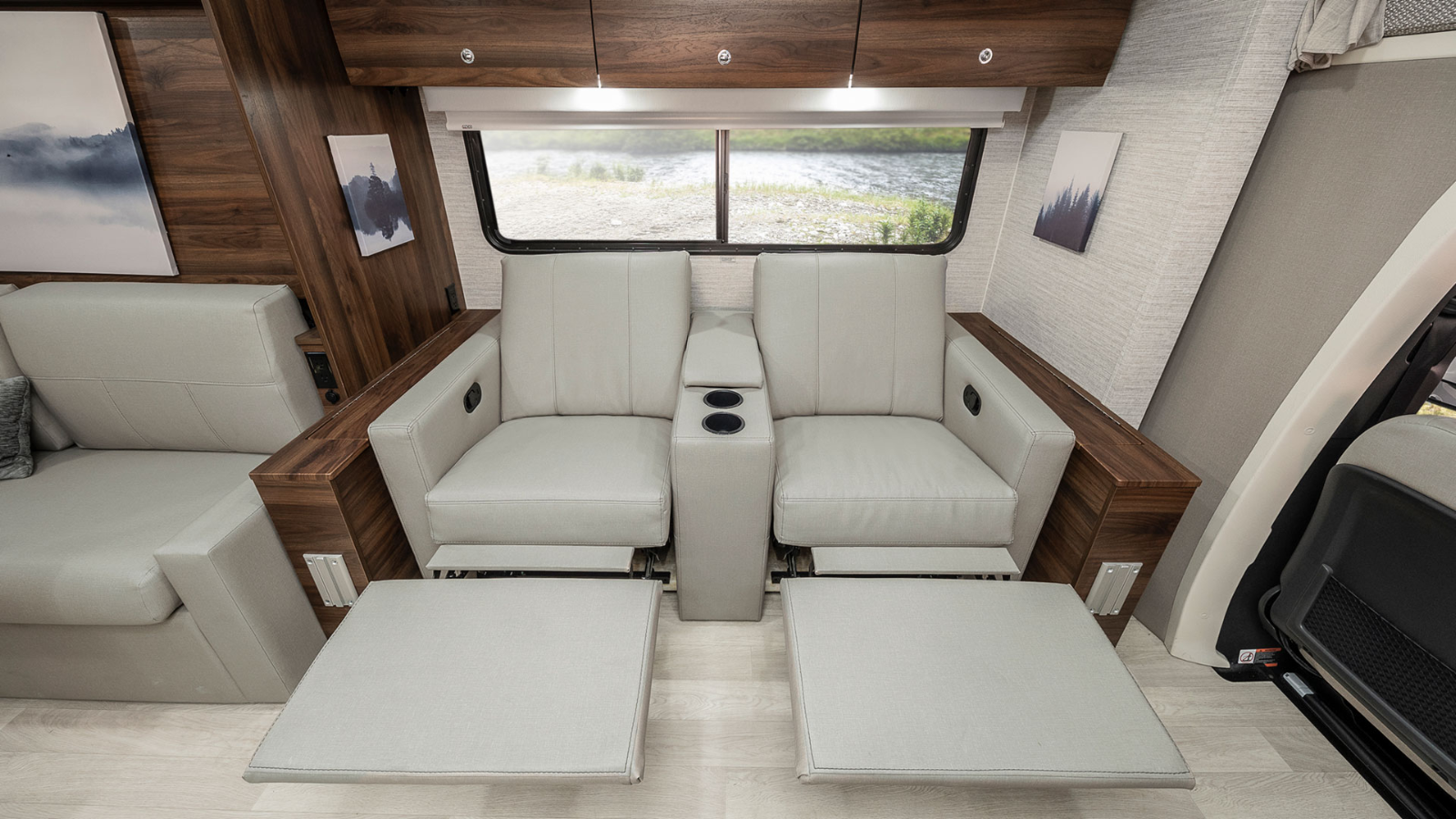 Navion motorhome theater seats in reclined position