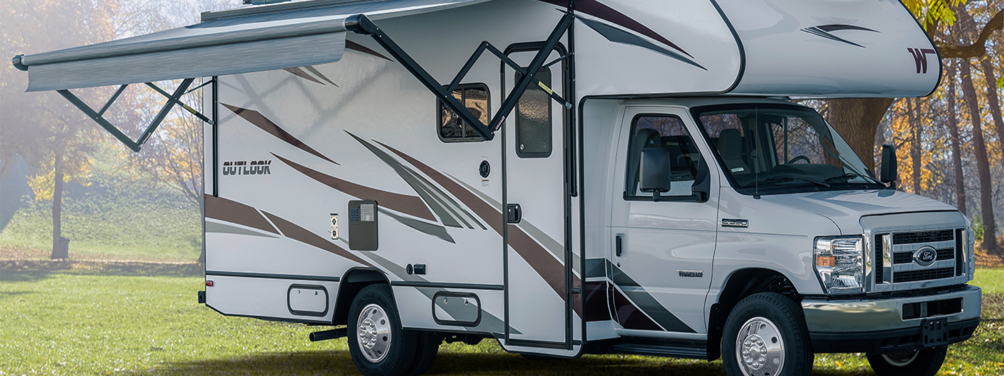 Winnebago Outlook exterior with awning extended