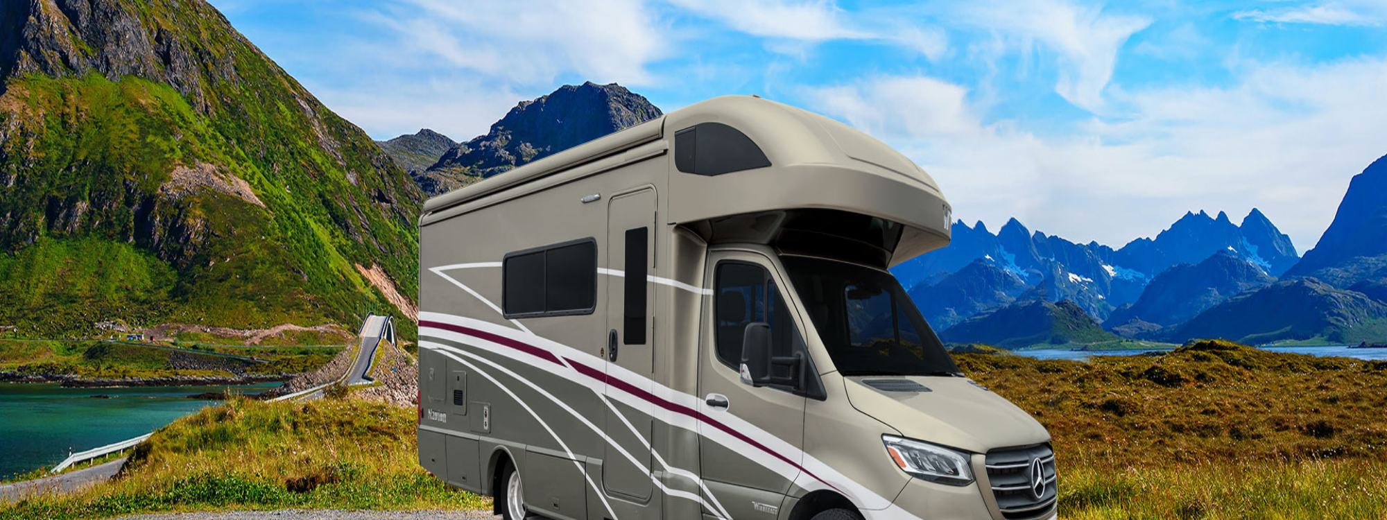 Navion motorhome parked in a scenic area