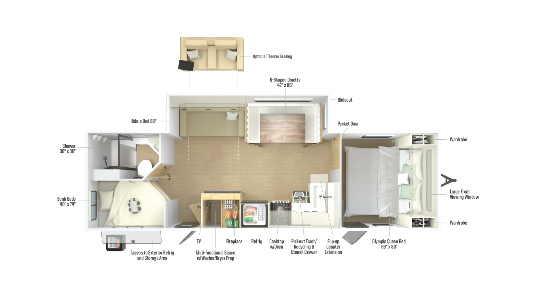 2026 Winnebago Thrive 28BHS floor plan