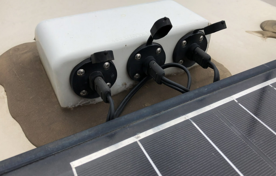 Detail view of solar junction box