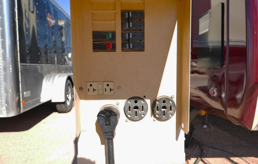 Electric hook ups on RV.