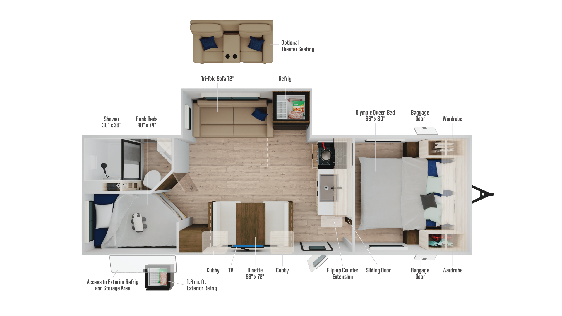 2026 Winnebago Access 25BH floor plan diagram