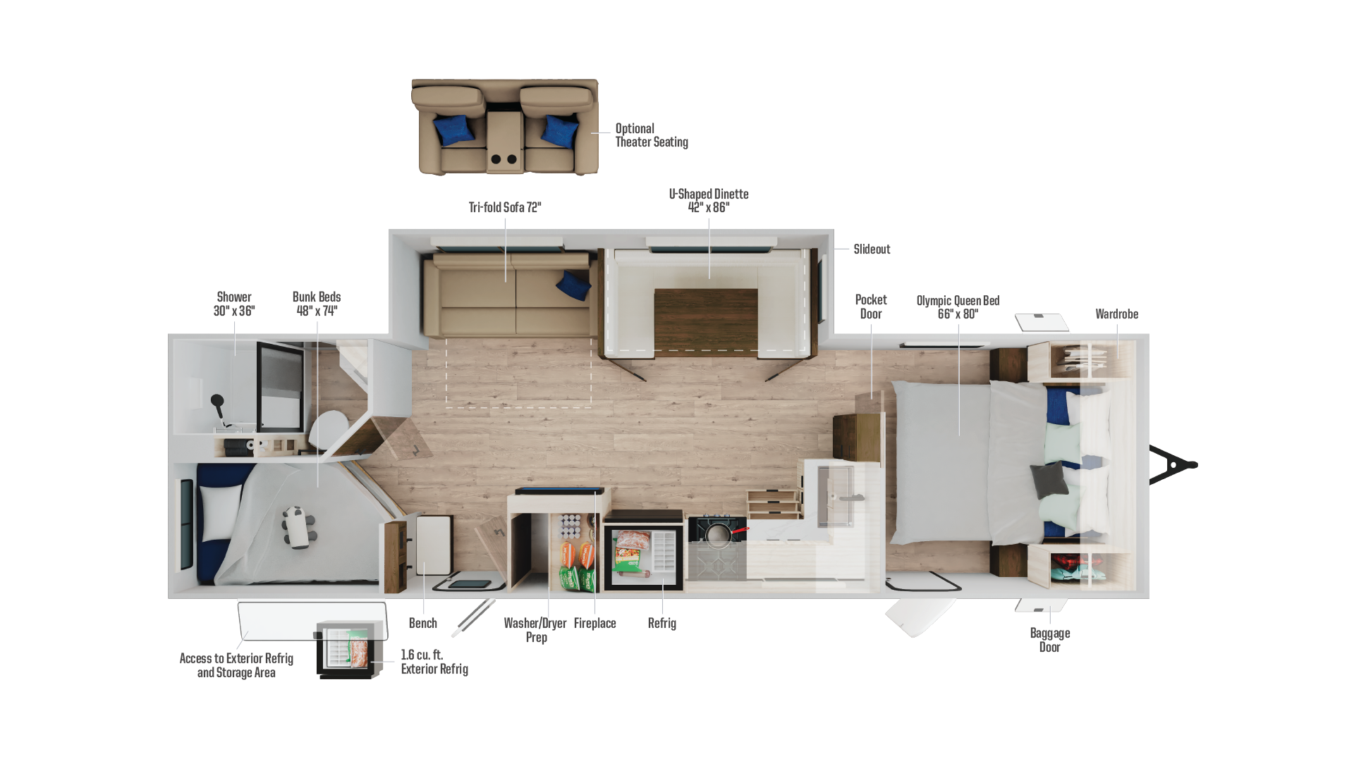 2026 Winnebago Access 27BH floor plan diagram