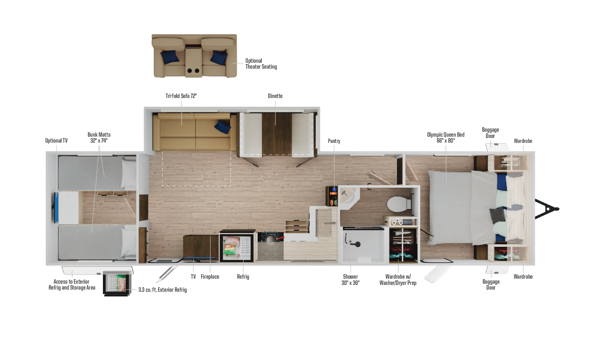 2026 Winnebago Access 32BR floor plan diagram