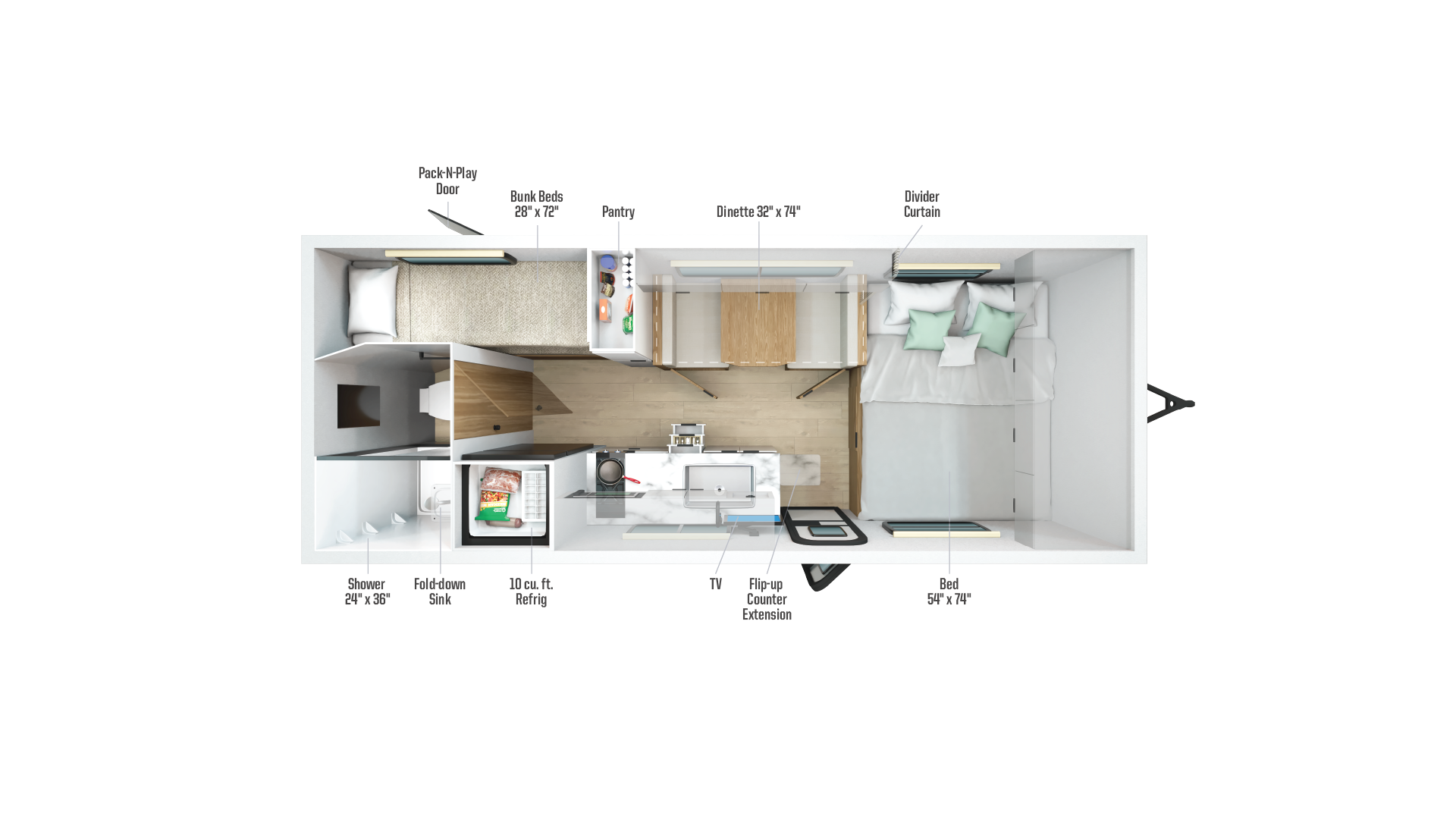 2026 Winnebago Micro Minnie 1800BH floor plan diagram