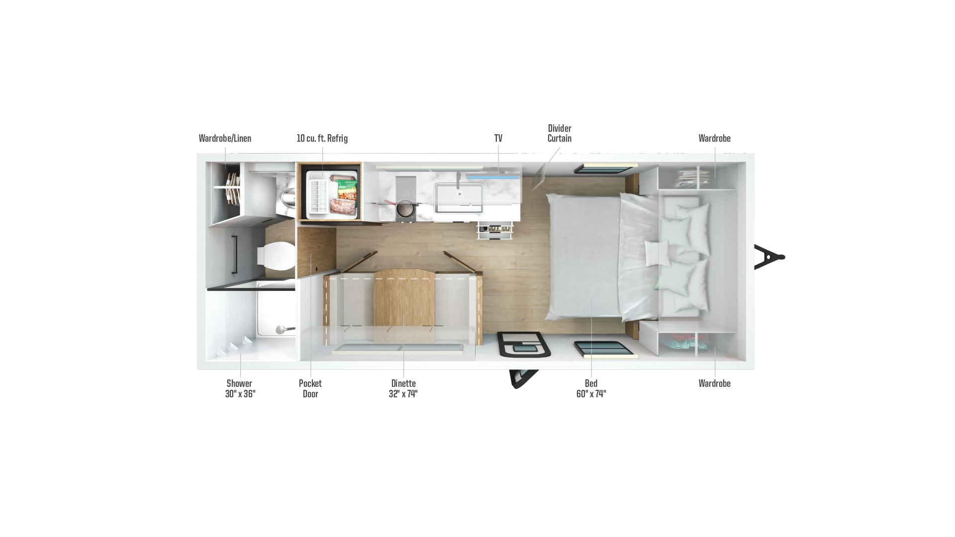 2026 Winnebago Micro Minnie 2000FRB floor plan diagram