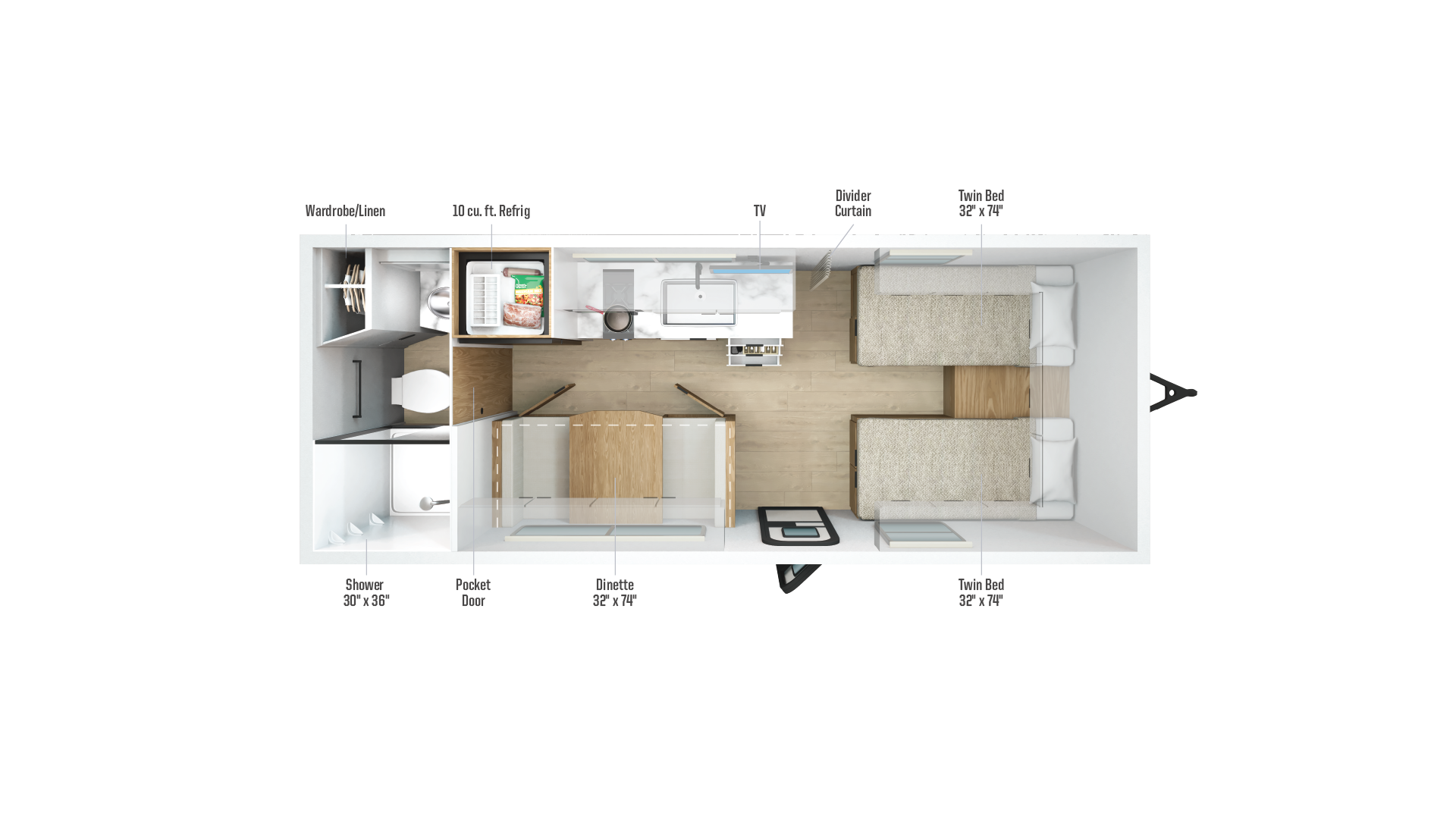2026 Winnebago Micro Minnie 2000TRB floor plan diagram