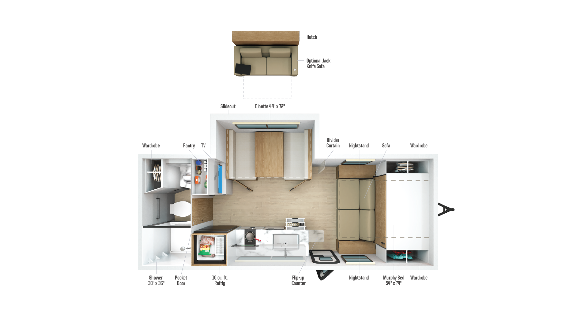 2026 Winnebago Micro Minnie 2108DS floor plan diagram