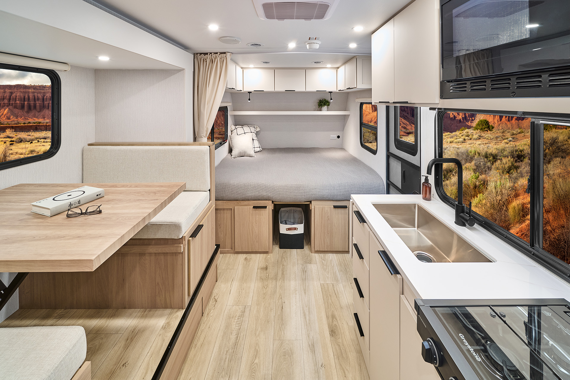 2026 Winnebago Micro Minnie 2108TB — Back to front interior view of Micro Minnie 2108TB