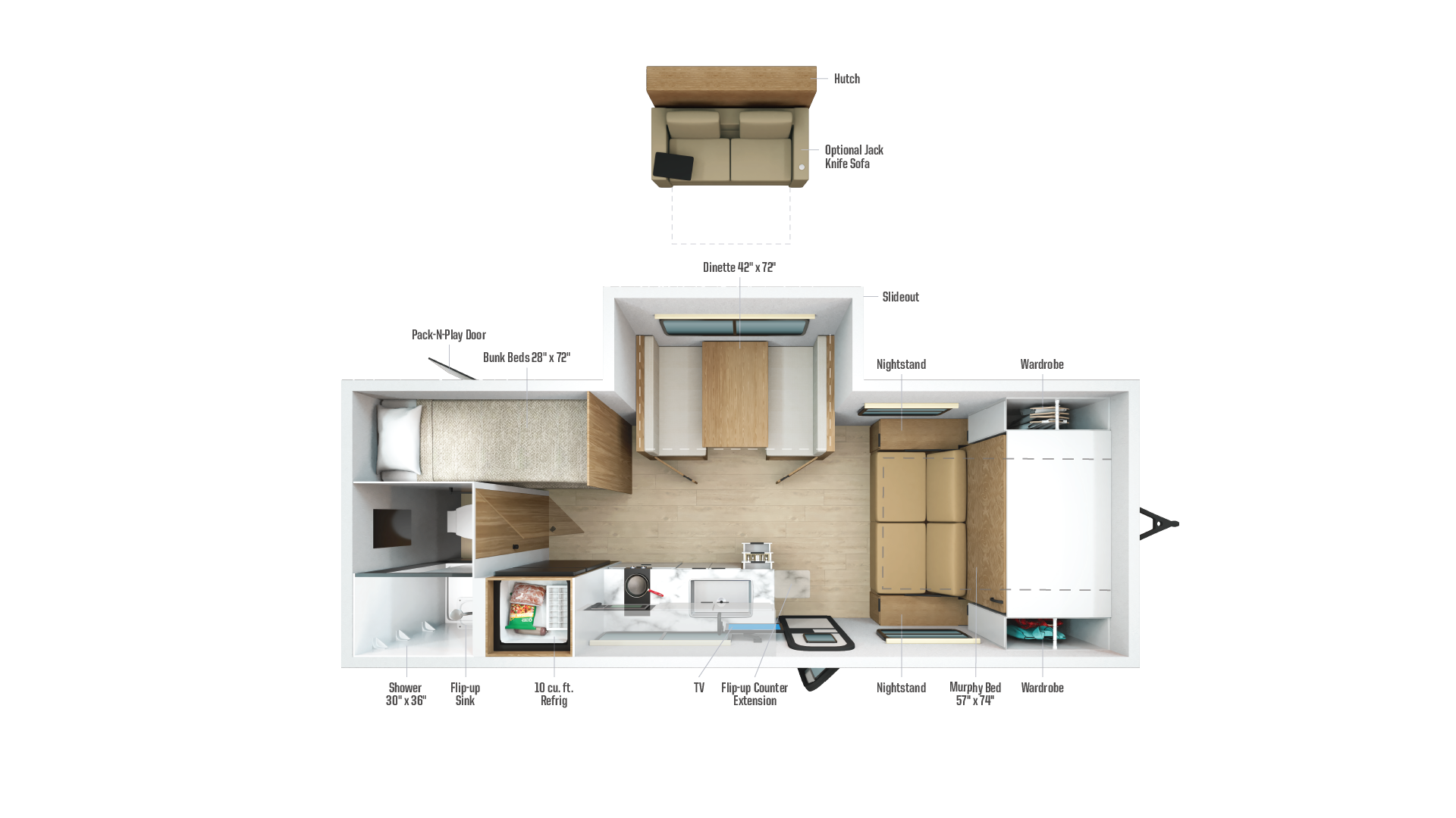 2026 Winnebago Micro Minnie 2200MBH floor plan diagram