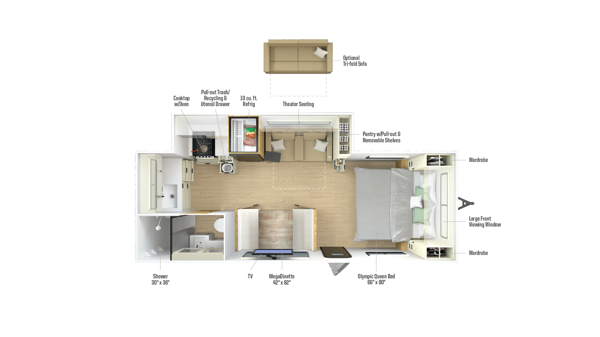 2026 Winnebago Thrive 22MLS floor plan diagram