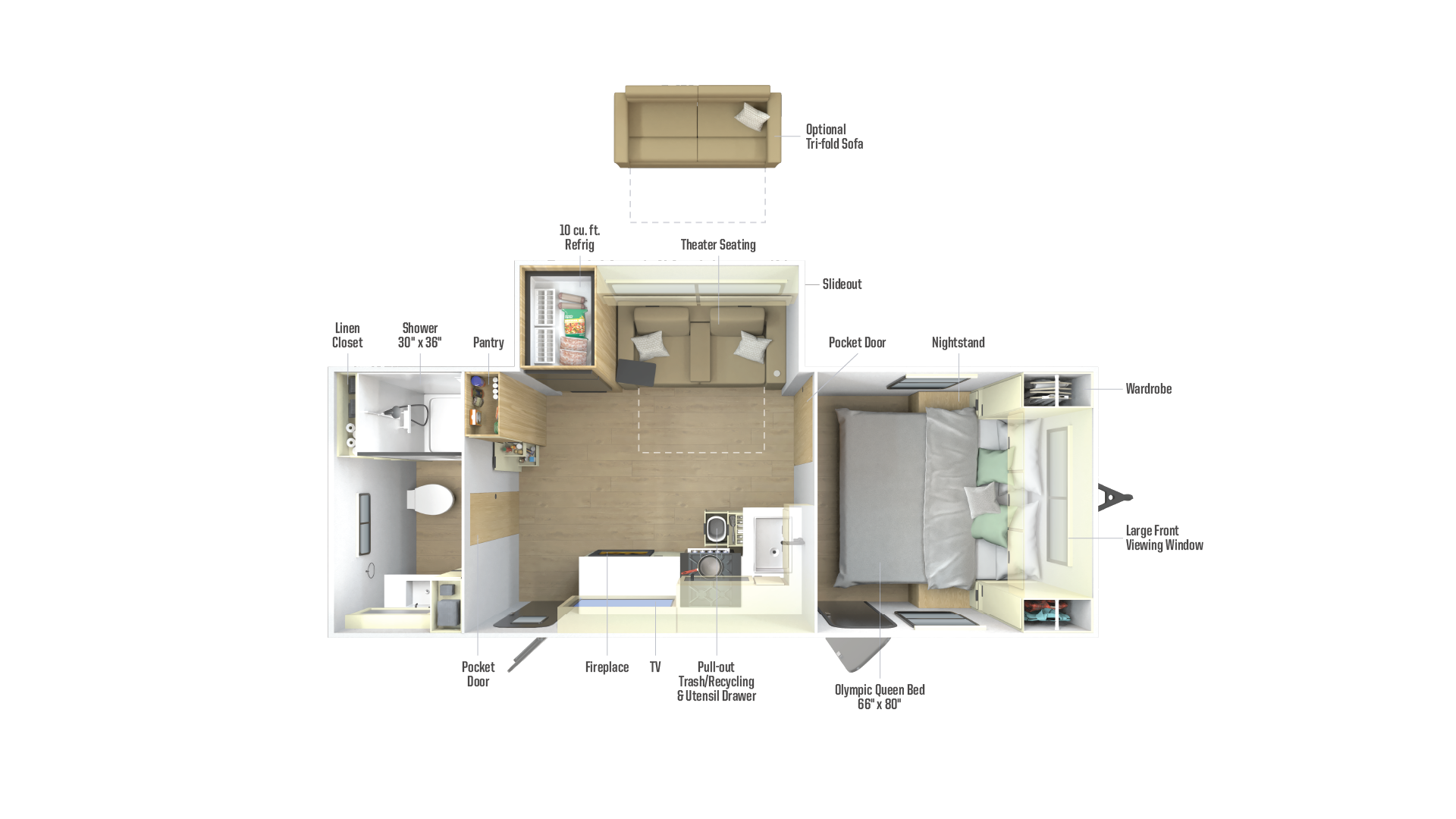 2026 Winnebago Thrive 22RBS floor plan diagram