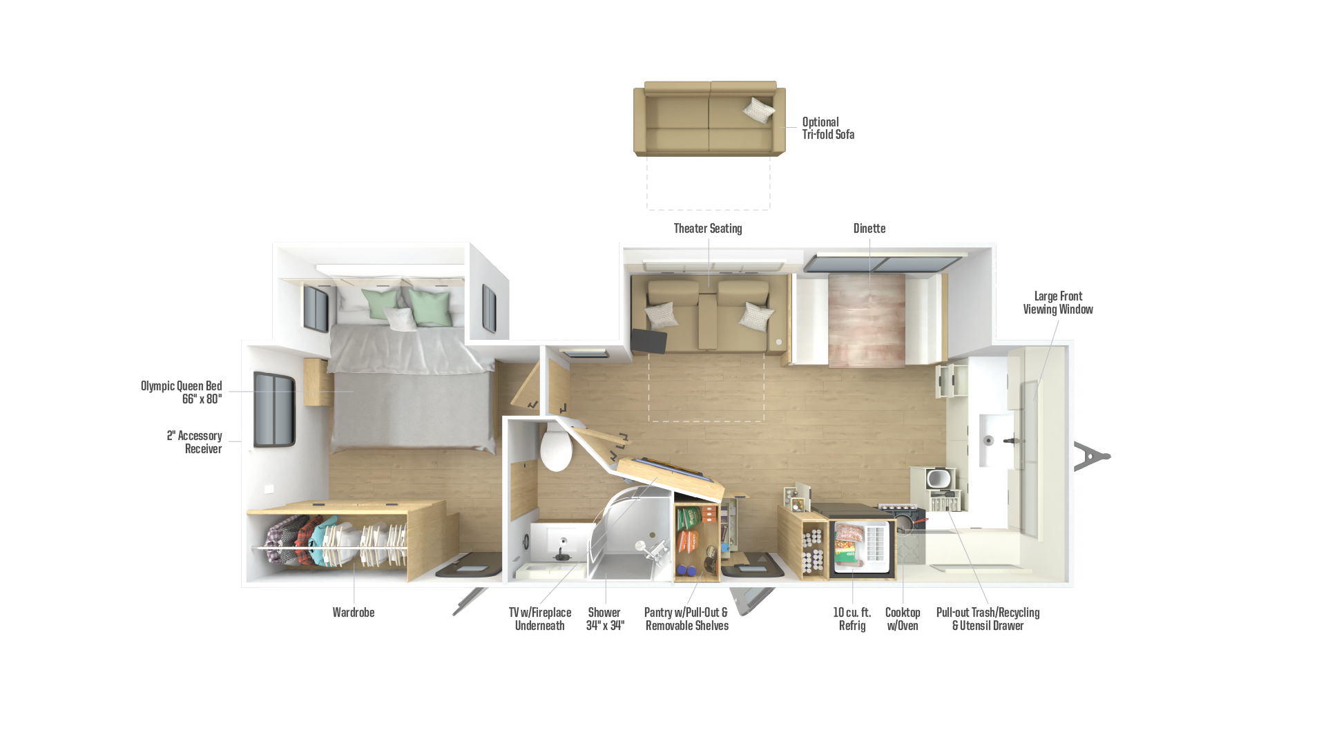 2026 Winnebago Thrive 26FKD floor plan diagram